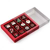 Vente en gros de boîtes à chocolat de 12 pièces avec séparateurs et fenêtre, boîte cadeau en papier transparente pour mariage, bonbons, truffes, chocolat, personnalisable