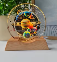 Veilleuse LED de luxe 80 mm, système solaire gravé au laser 3D, pas cher