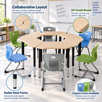 Ensemble de tables scolaires hexagonales modulaires et empilables avec chaises en plastique pour les discussions de groupe en classe