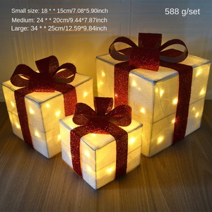 Luminous Christmas <b>Tree</b> <b>Ornaments</b> and Wrought Iron Gift Box Set 3 Elegant Christmas Decoration and Present Factory Wholesale - Product Image 1