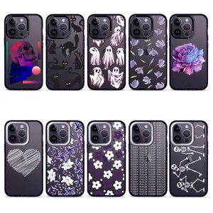 Custom Logo Black Metallic Camera Ring Shower Phone Case for iPhone 14 Pro Max 13 12 SE Smart Phone Cover Printing Phone Case