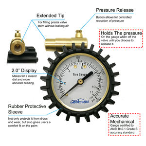 Manomètre de pression des pneus de vélo <span class=keywords><strong>français</strong></span> Presta de 2 pouces, manomètre de pression des pneus pour vélo gras, vélo de montagne - Product Image 3