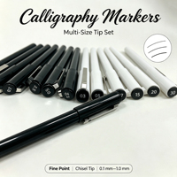 Ensemble de marqueurs de calligraphie HY, 12 pièces, pointes fines et biseautées, marqueurs d'art multicolores pour la calligraphie, la lettrage et le dessin