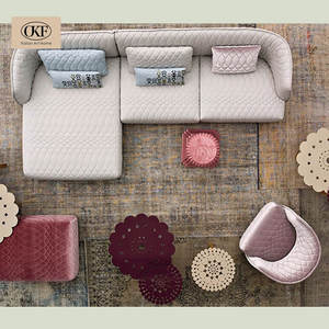 Canapé d'angle moderne OKF 2025, ensemble minimaliste 2 places pour hôtels et villas, revêtement en cachemire, structure en bois massif, garnissage en coton - Product Image 4