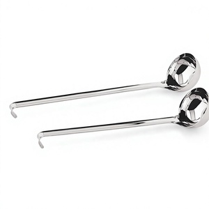 Stainless Steel Eco-Friendly <b>Mirror</b> Polished Deep Soup Ladle with Ergonomic Long Handle and Hanging Hook Design for Hotel Use - Product Image 1