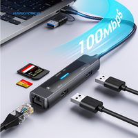 Hub de lecteur de carte USB OTG 5 en 1, adaptateur Ethernet, hub USB C avec RJ45 100M, USB-C 3.0 2.0, port SD TF pour ordinateur, PC, téléphone portable
