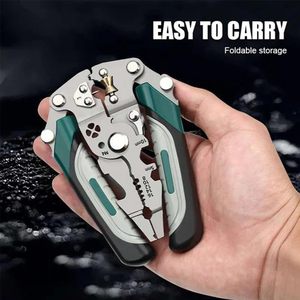 Electrician Folding <b>Wire</b> Stripper <b>Crimping</b> <b>Tools</b> Carbon Steel Plastic Metric DIY Multi-Functional Serrated Cutting Cable Long - Product Image 4