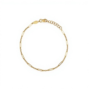 Pulsera de Plata 925 con Cadena de Eslabones Geométricos Chapada en Oro de 18K para Mujer, Joyería Clásica para Uso Diario - Product Image 1