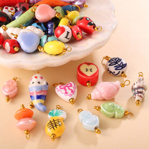 จี้เซรามิคลายการ์ตูนน่ารัก รูปทรงหลากหลาย อุปกรณ์ทำเครื่องประดับ DIY แฟชั่นสำหรับทุกเพศ - Product Image 2