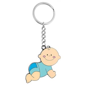 Portachiavi in PVC Morbido per Bambini, Blu Cielo, con Elementi in Metallo e Plastica, Senza Scatola Inclusa - Product Image 1