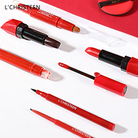 Set Rias Wajah Grosir Label Pribadi Cocok untuk Kosmetik Makeup 7 Buah dengan Lipstik Bantalan Lip Gloss Krim CC Eyeliner Alis