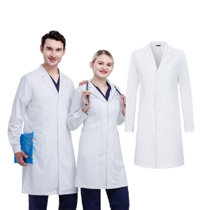 Blouse de laboratoire blanche pour adulte en polyester à manches longues, blouse médicale professionnelle pour la production alimentaire, tissu American <span class=keywords><strong>Drill</strong></span>, personnalisation en gros du logo - Product Image 1