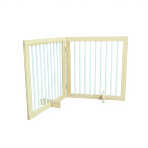 Outdoor Indoor 2-Panel Pet <strong>Gate</strong> <strong>White</strong> and Brown Color Options Modern Sport Style Flexible <strong>Wood</strong> Grid Safety <strong>Gate</strong> for Home Use - Product Image 1