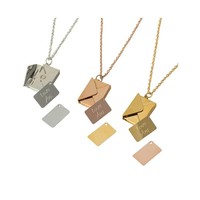Bijoux fantaisie en stock, logo personnalisé, photo, gravure imperméable, pendentif médaillon d'amour, plaqué or 18 carats, argent, enveloppe vide, collier