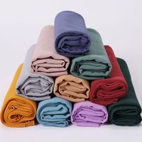 Hijab en Chiffon de Polyester 75D Couleur Unie, Tissé, Léger, Imprimé, Respirant, Protection Solaire, Longueur 175 cm, Foulard Musulman pour Femme