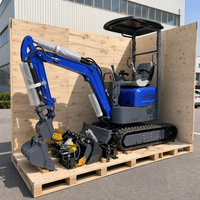 Excavator Mini Diesel 1 Ton Grosir Cina, Mesin Crawler dengan Quick Hitch Auger, Bucket Sempit, Bersertifikasi CE untuk Penggunaan Rumah dan Kebun