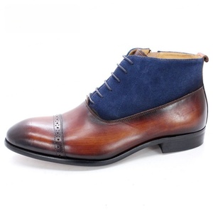 Nouvelles Bottes Brogue Décontractées pour Hommes, Style Cheville, pour Automne/Hiver, Antidérapantes, en Cuir Marron Cousu, Haute Qualité - Product Image 2