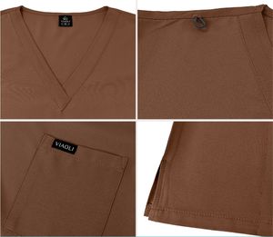 Ensemble d'infirmières chirurgicales pour femmes, vêtements de travail décontractés à manches courtes pour pharmacie, uniformes d'infirmières d'hôpital, combinaisons médicales à col en V - Product Image 5