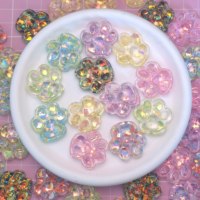 100 Piezas de Adornos de Resina con Forma de Pata de Gato con Brillantina, Cabujones Planos para Lazos, Adornos para Manualidades Variadas, Materiales para Scrapbooking