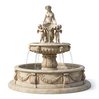 Fontaine en marbre européen en gros, statue de déesse, élément aquatique, bec en coquille de chérubin sculpté à la main pour manoir, parc, hôtel