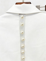 Ocstrade Automne 2026 Vêtements tendance pour femmes Blazer orné de perles blanches Pantalon évasé Ensemble deux pièces Tenue de bureau formelle