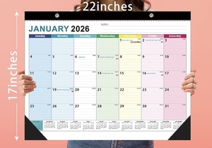 Amazon 18-Month için sınır ötesi büyük duvar masası takvim basit masaüstü planlama saat ekran 25-26 İngilizce takvim promosyon - Product Image 2