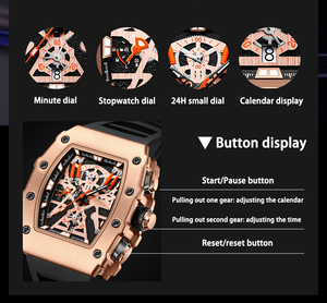 นาฬิกาข้อมือผู้ชายแบรนด์หรู สายซิลิโคนอเนกประสงค์ รุ่น Mill Tonneau Chronograph สไตล์สปอร์ตแคชชว<span class=keywords><strong>ล</strong></span> - Product Image 4
