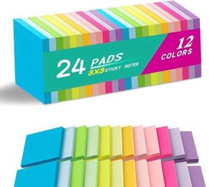 Bloc de Notas Adhesivas Personalizadas con Logotipo, 24 Notas Adhesivas, 50 Hojas, Colores Brillantes, Fáciles de Pegar, para el Hogar, la Oficina, Cuadernos, Regalos Promocionales - Product Image 1