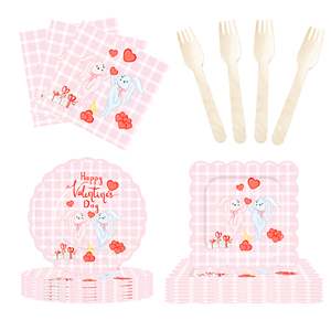 Juego de Vajilla DAMAI para el Día de San Valentín, Platos de Papel para el Día de San Valentín, Platos y Servilletas para Fiestas Románticas para 8 Personas - Product Image 4
