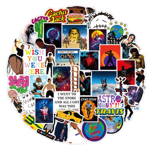 ZY3147X 50 pièces Autocollants de graffiti pour scrapbooking, DIY, décoratifs, imperméables, pour guitare, ordinateur portable, bagages, vinyle, de l'artiste populaire Travis Scott - Product Image 3