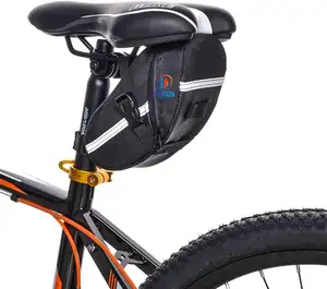 Borsa Da Sella Della bicicletta, Bicicletta Pacchetto Sotto Il Sedile Del Sacchetto Cuneo Confezioni con Strisce Riflettenti, Water Resistant Nero