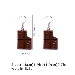 Pendientes de Gancho con Colgante de Chocolate de Resina Creativa para Mujer, Joyería de Simulación de Comida, Regalos - Product Image 3