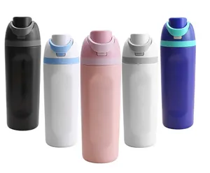 Logo personnalisé 2024 Nouvelles tendances bouteille d'eau sip gratuite isolée sous vide en acier inoxydable 316 à double paroi avec paille