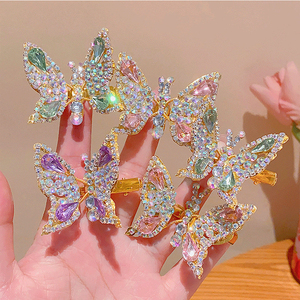 Strass per bambini con ali volanti per capelli accessori per capelli per ragazze ornamento con testa lucida che salta in movimento con fermaglio a farfalla - Product Image 2