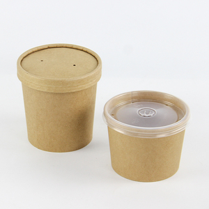 Bol à <span class=keywords><strong>soupe</strong></span> de nouilles chaudes en papier kraft blanc biodégradable compostable avec couvercle en PP - Product Image 3
