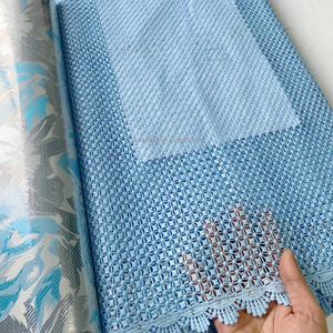 Ok4015 Phi Dây Ren Vải Chất Lượng Cao 5 Sân Guipure Vải Với Đá Nigeria Lưới Vải Tuyn Ren Vải - Product Image 1