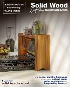 31.5 ''Cuisinière Durable Cuisine Étagère De Rangement En Bois Étagère À Épices Organisateur Bois Sur Poêle Étagère De Rangement À Épices Pour Dos De Poêle - Product Image 2