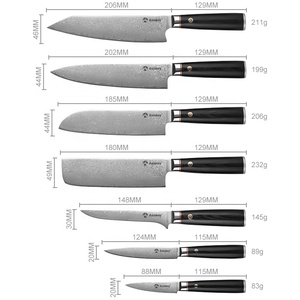 Bộ dao bếp Nhật Bản Damascus AUS-10V siêu thép 7 món chuyên nghiệp dành cho đầu bếp - Product Image 3