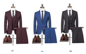Nouveau <span class=keywords><strong>costume</strong></span> décontracté pour hommes <span class=keywords><strong>costume</strong></span> d'affaires pour hommes Blazer veste Tux gilet et pantalon hommes Plaid coupe moderne <span class=keywords><strong>costume</strong></span> <span class=keywords><strong>3</strong></span> pièces - Product Image 5