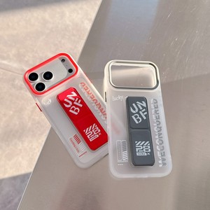 Coque de téléphone à motif lettres Street Fashion avec support intégré pour iPhone 17 Air 16 15 14 Pro Max, transparente givrée avec support arrière - Product Image 4