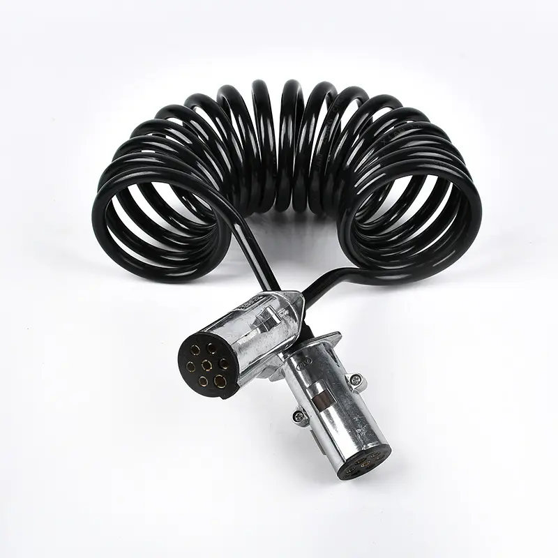Heavy Duty PVC Trailer Truck Spring Spiral Cable with EBS/ABS 7 pin Trailer Plug