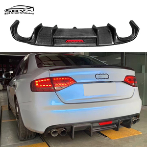 Diffusore Posteriore Stile KB in Fibra di Carbonio con Luce a LED Labbro Paraurti Posteriore per <span class=keywords><strong>Audi</strong></span> <span class=keywords><strong>A4</strong></span> B8 Non S-Line - Product Image 2