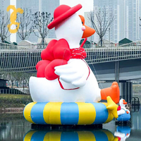 Modèle d'air gonflable personnalisé en forme d'oie blanche |   Grande figurine gonflable de canard de dessin animé, spectacle aquatique accrocheur