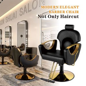 Sillón de <span class=keywords><strong>Barber</strong></span>ía Moderno en Dorado y Negro, 360 °   Silla de Salón Hidráulica Giratoria con Esponja de Alta Densidad para Estilistas y <span class=keywords><strong>Barber</strong></span>ías - Product Image 1