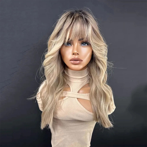Perruque frontale 360 la plus populaire, cheveux russes ondulés, ombré brun doré clair, 20 pouces, densité 150%, dentelle transparente, pré-épilée - Product Image 1