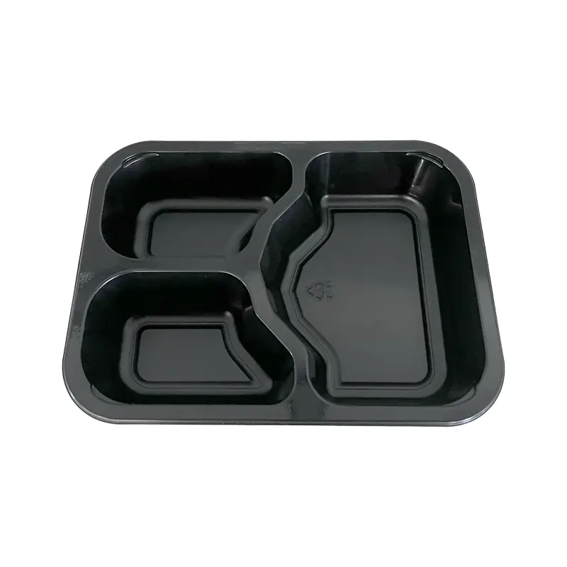 Fertiggerichte Verpackung Kunststoff CPET Mahlzeiten Tablett Schwarz Weiß CPET Tablett 2 oder 3 Fächer Ovenable CPET Food Tray