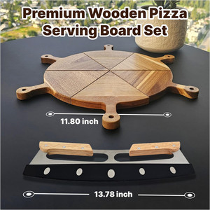 Accessoires <span class=keywords><strong>de</strong></span> cuisine <span class=keywords><strong>de</strong></span> haute qualité, 6 pièces, <span class=keywords><strong>plateau</strong></span> à pizza profond amovible <span class=keywords><strong>de</strong></span> 12 pouces, planche à pizza en bois avec couteau à pizza - Product Image 4