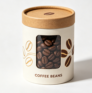 Custom Kraft Paper Tube With Clear Lid For Coffee Beans Recyclable Packaging Gold Foil Printing - Product Image 3