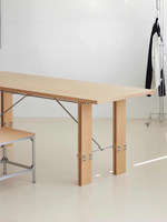 Escritorio de Oficina Bauhaus, Moderno y Minimalista, Mesa Larga para Reuniones, Eje Óptico, Tablero de Abedul Marino, Resistente a las Manchas, Banco de Trabajo, Estudio, Dormitorio