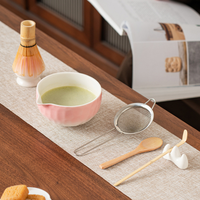 Ensemble de fouets à matcha dégradé de haute qualité, 5 pièces, style japonais, céramique écologique, grande capacité de 550 ml, outil à thé avec boîte colorée